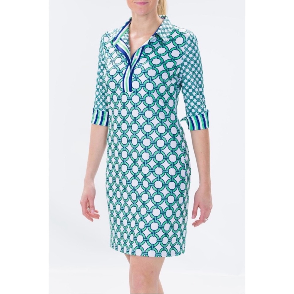 Gretchen Scott Everywhere Dress Size Large Kelly/Royal Lifesaver Print NWT